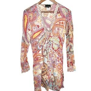 Athleta Cotton/Silk Blend Multicolor Paisley Coverup Swimwear for Women